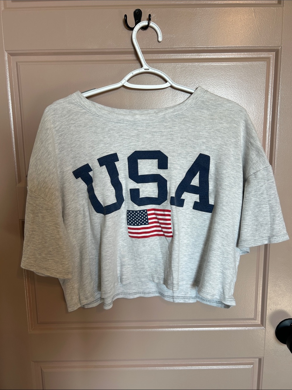 Gray USA Cropped Tee - Casual Women's Crop Top